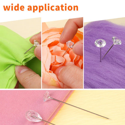 KRABALL 100pcs Diamond Bouquet Pins – Crystal Rhinestone Floral Corsage Pins for Wedding Bouquets & Bridal Decorations