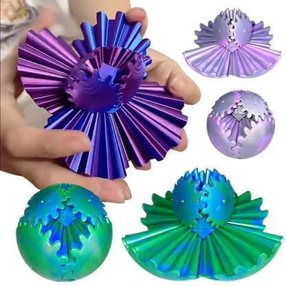 3D Printed Gear Ball Fidget Toy – Spinning Stress Relief Cube for Kids & Adults
