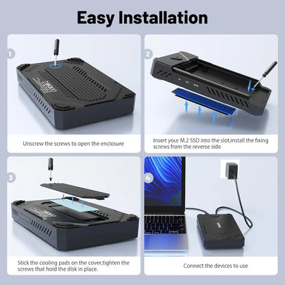 Unitek M2 NVMe SSD Enclosure SATA to USB-C 3.2 10Gbps UASP Adapter for 2.5" SSD – M.2 External Drive Case