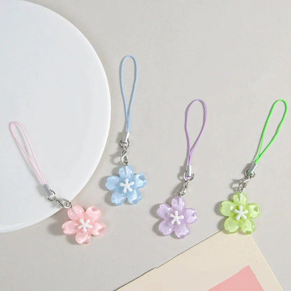 Colorful Resin Flower Phone Chain - Fresh Cute Transparent Key Pendant Bag Charm Accessory for Women & Best Friends