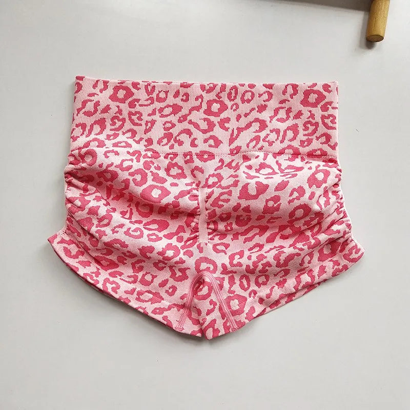 Women's Leopard Print Seamless Yoga Shorts - High-Waisted Butt-Lifting Fitness Workout Shorts
