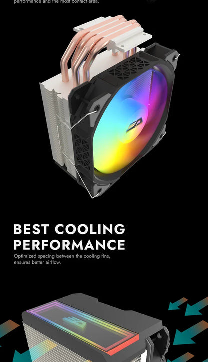 Darkflash U400 ARGB CPU Cooler — 4 Heat Pipe 120mm PWM Air Cooler for Intel LGA 115X/1200/1700 & AMD AM4/AM5