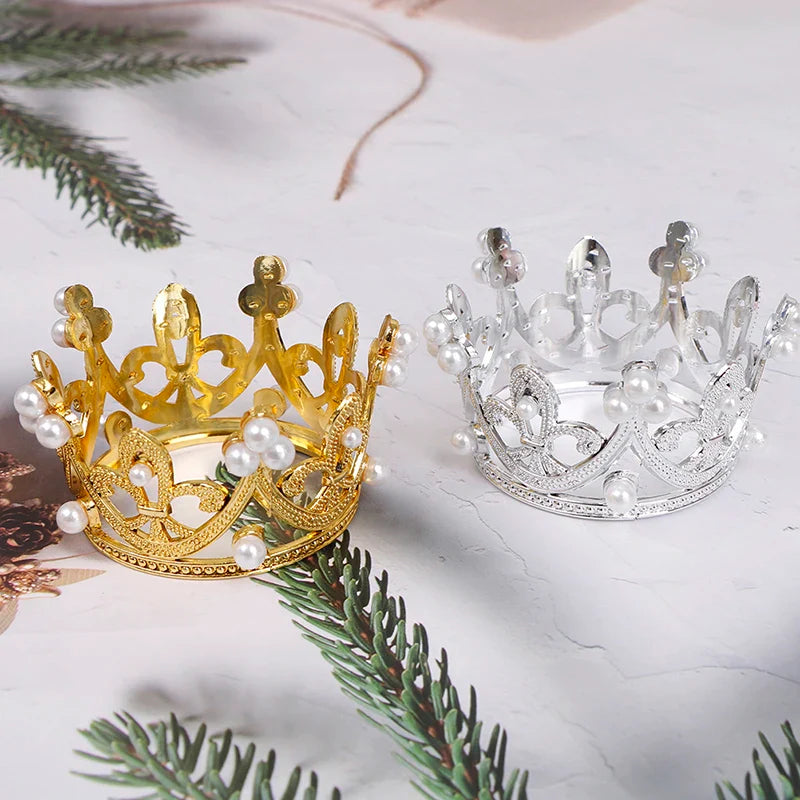 Mini Pearl Crown Cake Topper – Romantic Garland & Hair Ornaments for Birthdays, Weddings & Parties