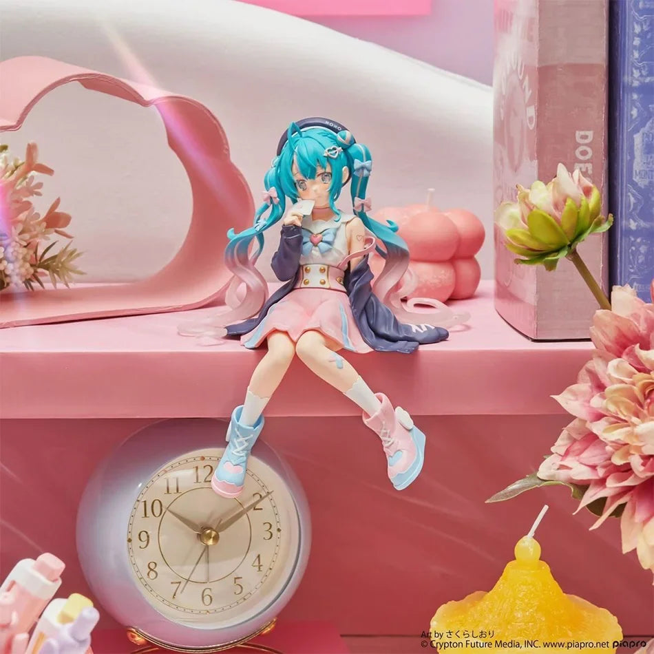New Hatsune Miku Anime Figure – Pink Sakura Sitting PVC Action Figure, Model Toy Decoration & Collectible Gift