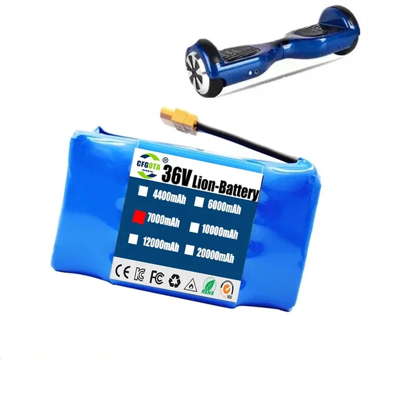 Genuine 36V 12Ah 10S2P Lithium-Ion Battery Pack — Rechargeable Battery for Electric Scooter, Hoverboard & Unicycle
