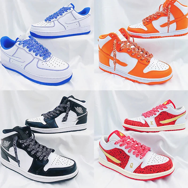 Gilding Flat Shoe Laces - Cashew Flower Hand-Painted Shoelaces for Sneakers, Basketball & Tennis Shoestrings