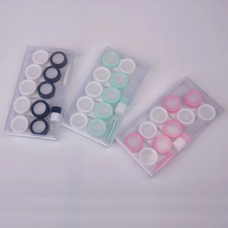 5-Pack Macaron Contact Lens Case Set – Dual Storage Display Box Travel Kit Portable Lens Holder for Easy Carrying