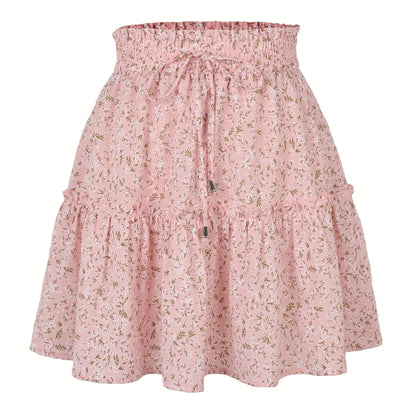 Women’s Floral A-Line Skirt – Summer High Elastic Waist Little Daisy Dress Vestidos LDY-WW4648