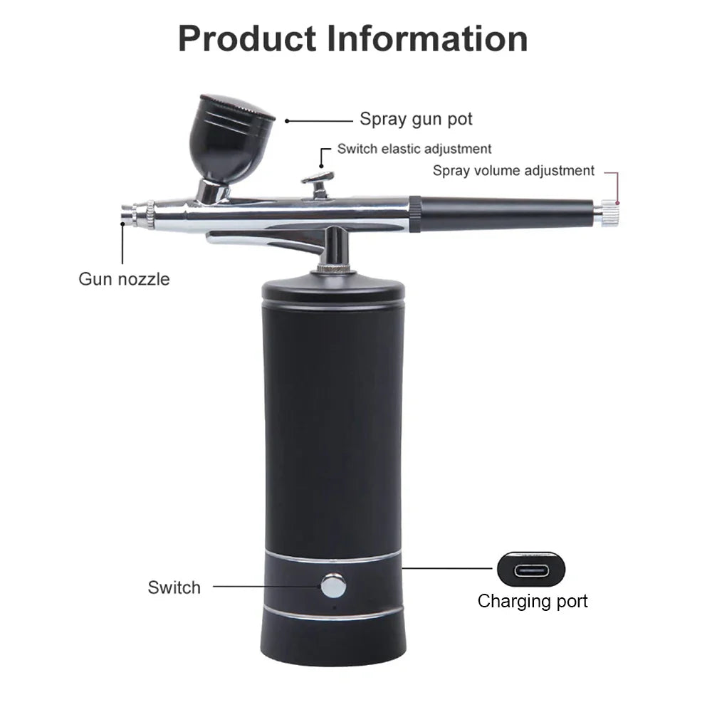 Portable Airbrush Nail Compressor — Wireless Spray Gun for Nail Art, Crafts & Model Painting