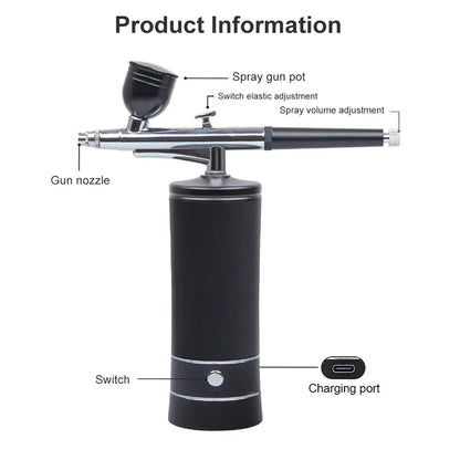 Portable Airbrush Nail Compressor — Wireless Spray Gun for Nail Art, Crafts & Model Painting