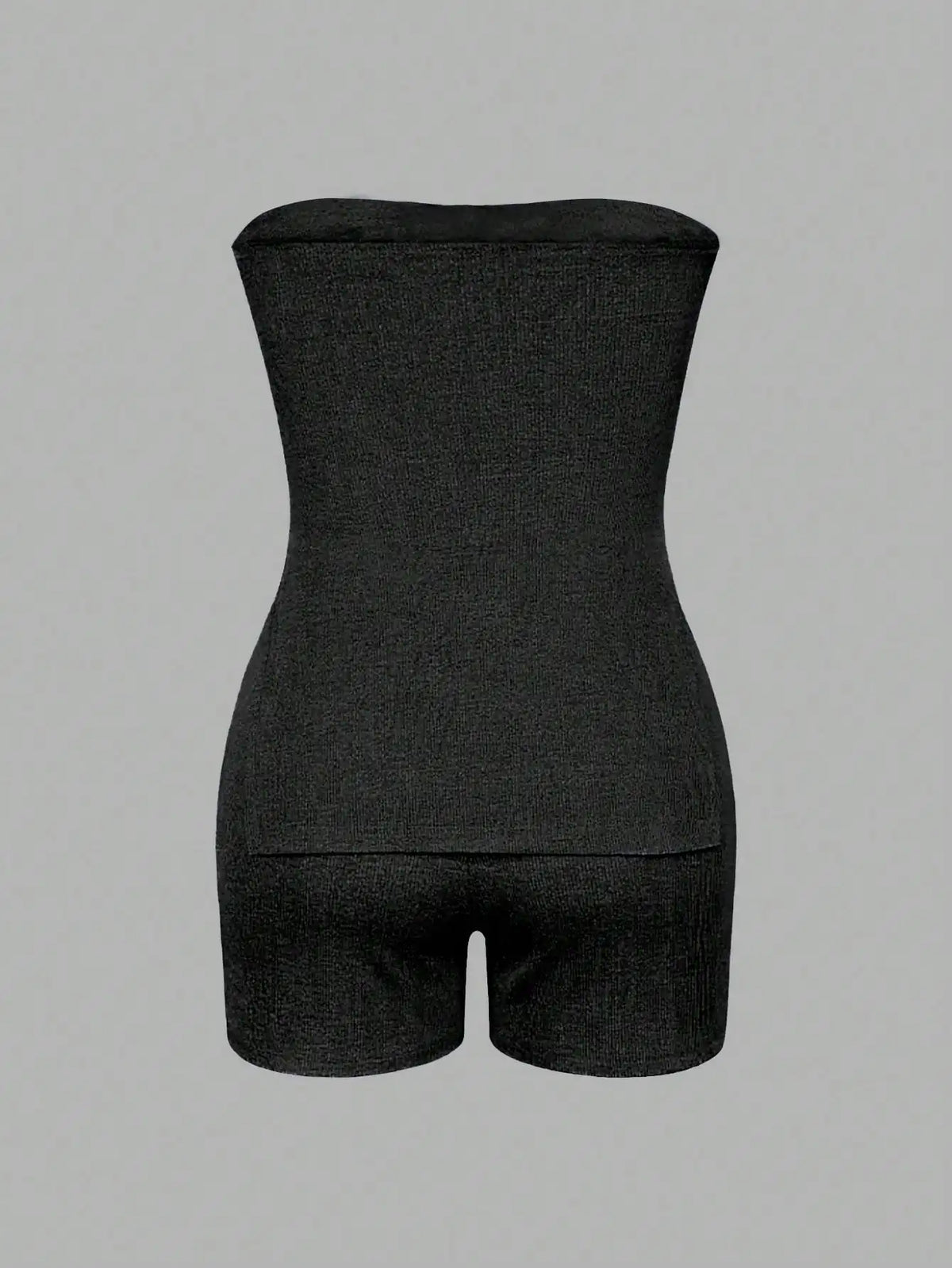 Women’s Ribbed Bandeau Top & Shorts Set – Summer Casual 2-Piece Outfit with Side Slit