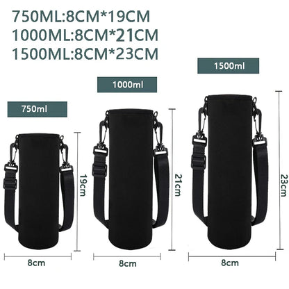 Portable Insulated Water Bottle Holder Bag - Neoprene Thermos Cup Pouch with Adjustable Strap 750ML/1000ML/1500ML
