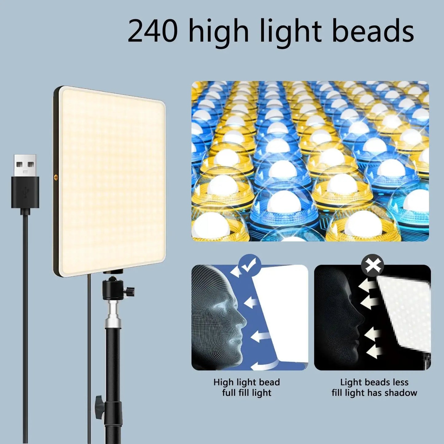 LED Photography Light with Scissor Arm Stand - Selfie & Conference Lighting, Photo Studio Lamp for Zoom & YouTube Live Streaming