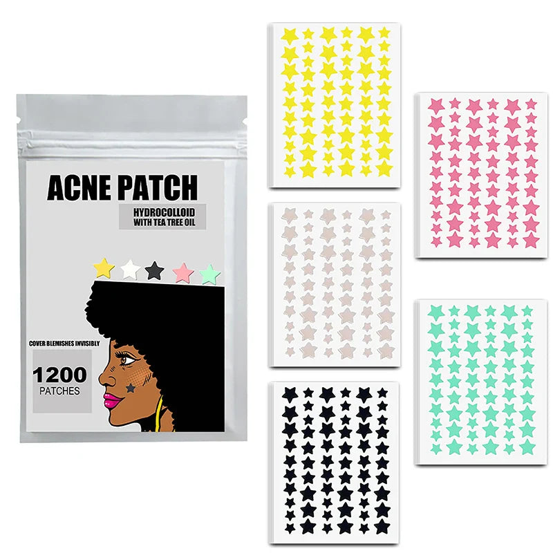300/600/1200pcs Star Pimple Patches – Colorful Invisible Acne Spot Stickers for Skin Care and Face Concealer