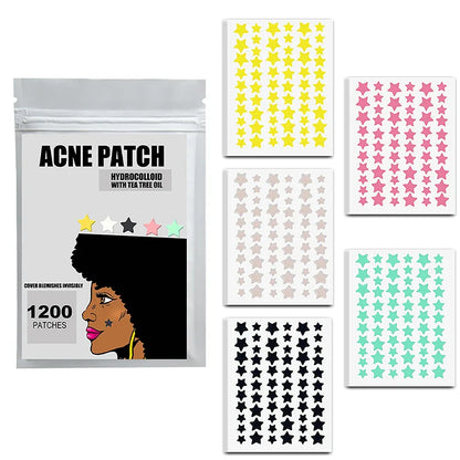 300/600/1200pcs Star Pimple Patches – Colorful Invisible Acne Spot Stickers for Skin Care and Face Concealer