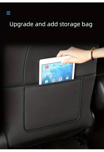 Car Seat Back Protective Mat – Anti-Kick Leather Scratch Protector for Tesla Model 3/Y Full Seat Accessories