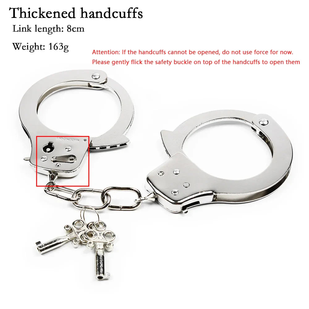 DUTRIEUX Stainless Steel Handcuffs – Adjustable Metal Ankle & Wrist Cuffs with Chain, BDSM Bondage Restraints for Couples