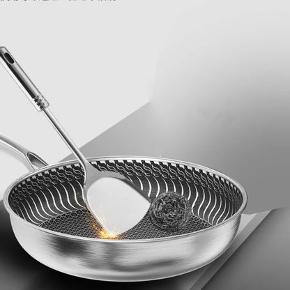 Tri-Ply 316 Stainless Steel Wok Pan with Double-Sided Honeycomb Skillet - Suitable for All Stoves