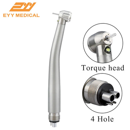 EYY Dental LED High-Speed Handpiece — Ceramic Bearing E-Generator, 2/4 Hole Stainless Steel Dental Tool