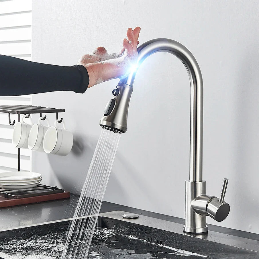 Pull-Out Sensor Black Kitchen Faucet - Sensitive Touch Control Mixer Tap for Kitchen Sink