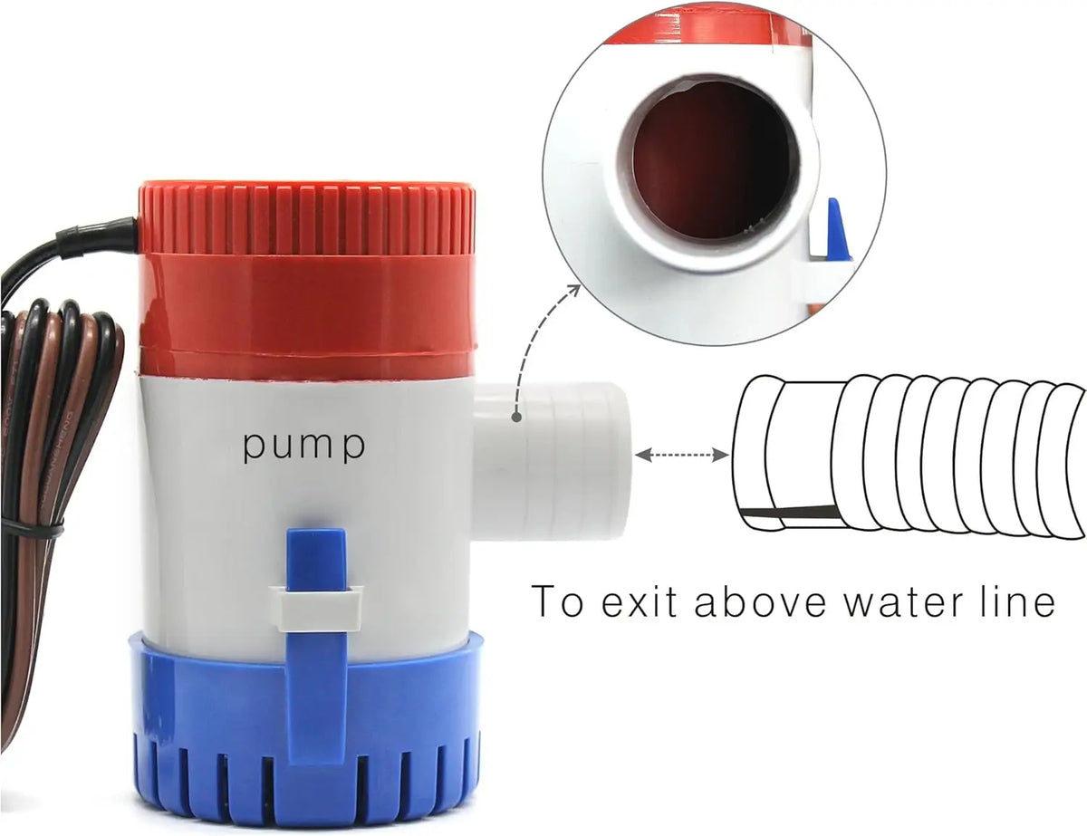 12V Submersible Marine Bilge Water Pump 1100GPH – Vacuum Boat Pump for Seaplane, Houseboat & Motorhome Water Removal System