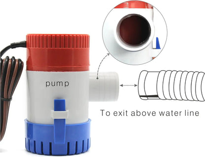 12V Submersible Marine Bilge Water Pump 1100GPH – Vacuum Boat Pump for Seaplane, Houseboat & Motorhome Water Removal System