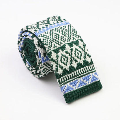 Classic Knit Neck Tie for Men — 6cm Plaid & Dots Casual Business Wedding Tie