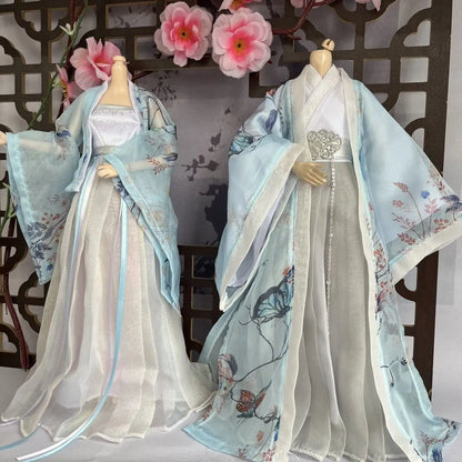 Fashion 1/6 Doll Clothes Set – 30cm Male & Female BJD Antique Couple Hanfu Outfit, Doll Accessories (No Doll)