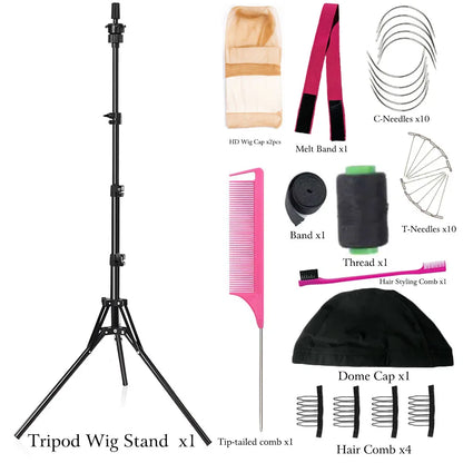 21-23 Inch Canvas Mannequin Head with Stand – Wig Display & Styling Head Tripod for Hairdressing