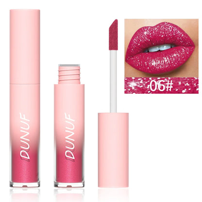 18-Color Sexy Red Diamond Glitter Lip Gloss – Metallic, Waterproof, Long-Lasting Matte Shimmer Liquid Lipstick for Women