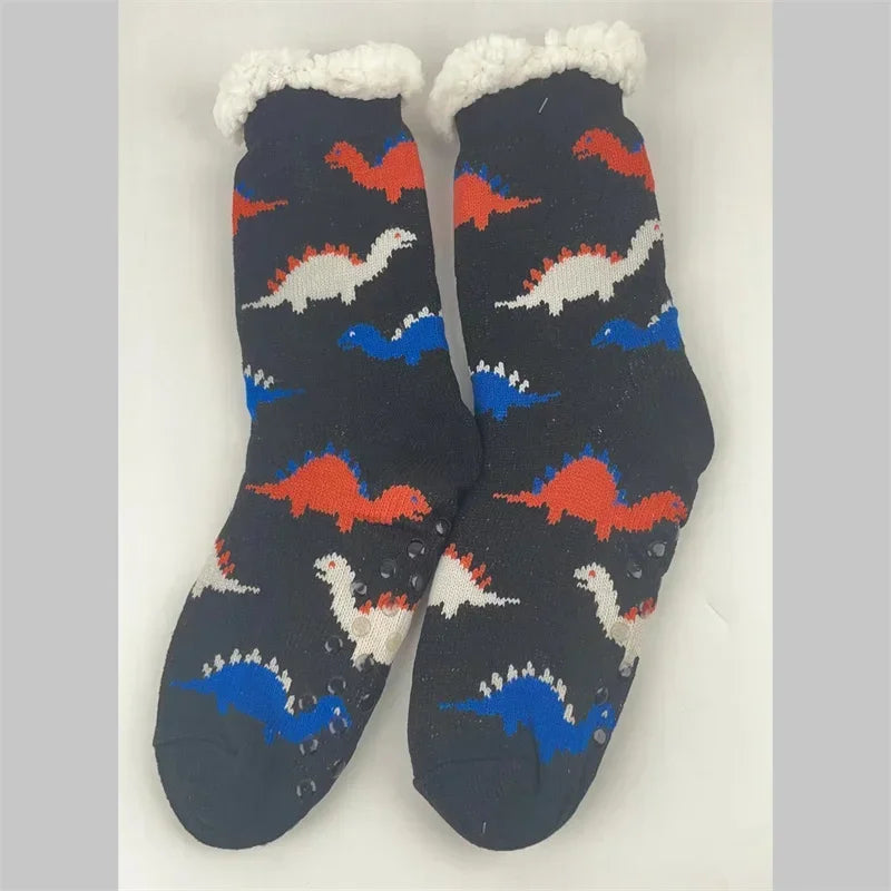 Women’s Christmas Fuzzy Socks – Winter Warm Thermal Non-Slip Fluffy Floor Slippers, Soft Indoor Home Gift