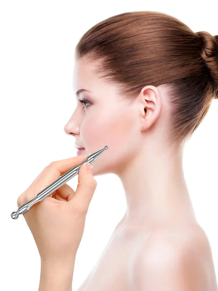 Acupuncture Pen Facial Reflexology Tool – Retractable Double-Headed Point Probe for Face & Body Massage