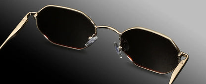ZENOTTIC Retro Small Polygon Polarized Sunglasses — Metal UV400 Anti-Glare Shades for Men & Women, Driving & Outdoor Eyewear