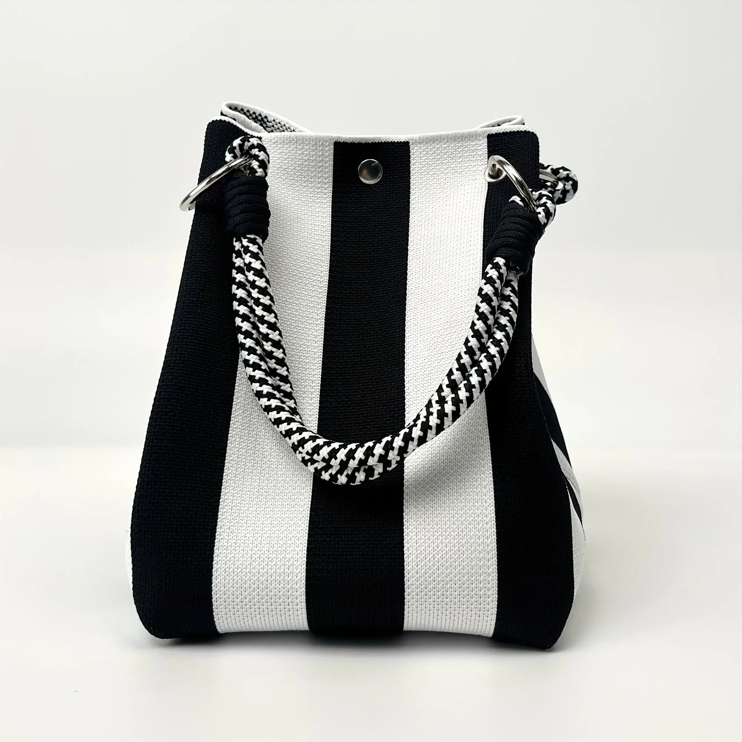 2025 Retro Floral Knitted Handbag – Mixed-Color Tote Bag with Safety Clasp Closure