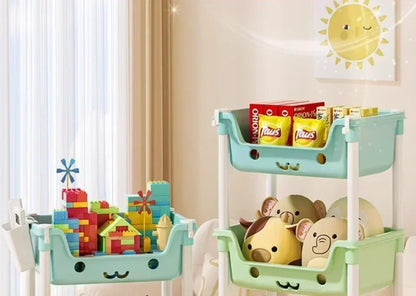 4 Layer Toy Storage Trolley & Bookshelf - Kids Organizer, Snack Rack, Bathroom & Kitchen Storage