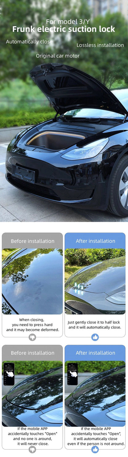 Tesla Model 3/Y/X/S 2021-2024 Frunk Soft Closing Lock – Automatic Electric Front Trunk Auto Close Closer
