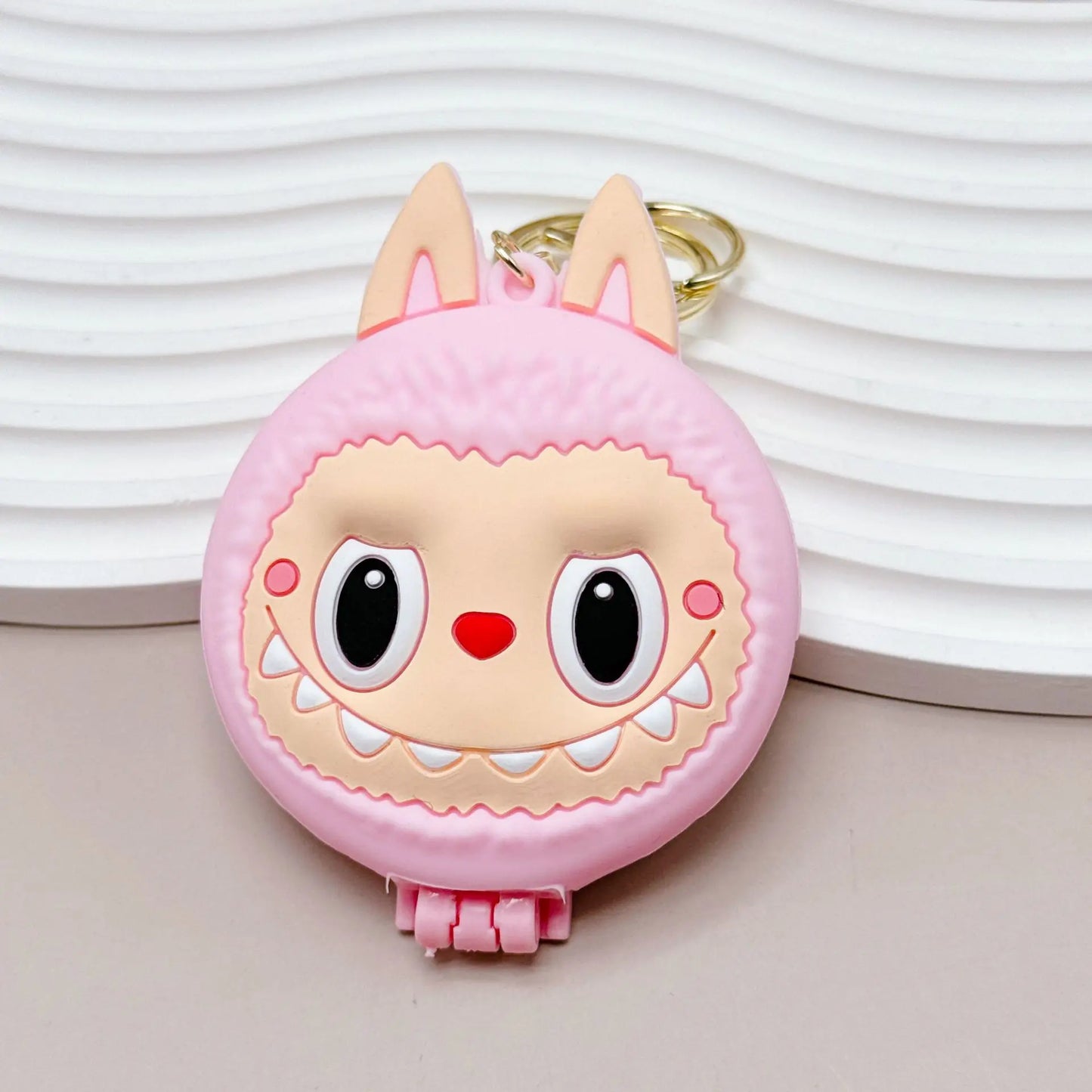 Kawaii Labubu Monsters Zimomo Mococo Comb Mirror Keychain – Cute Portable Air Cushion Comb Gift for Girls