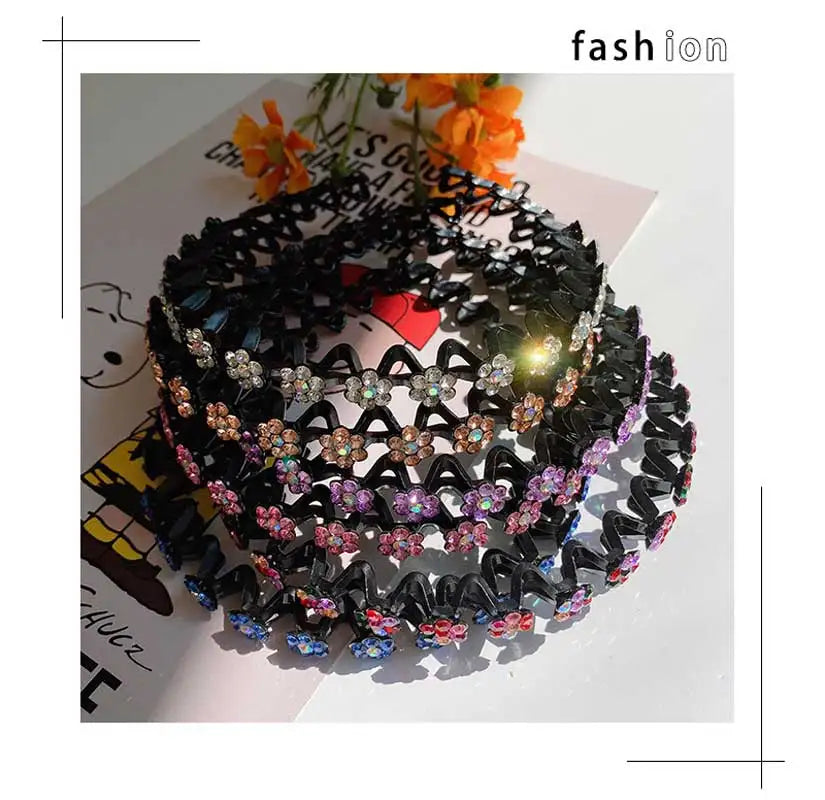 New Non-slip Rhinestone Headbands – Solid Wave Hairbands for Women & Girls, Bezel Fashion Hair Hoop, Boutique Hair Accessories