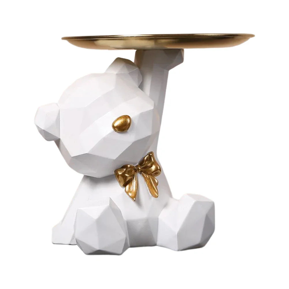 Geometric Bear Key Holder – Resin Figurine for Desk & Entrance Decoration