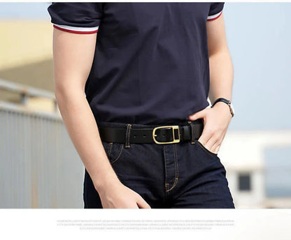 Genuine Leather Men's Belt – High-Quality Buckle, Cowskin Casual & Business Waistband, Cowboy Fashion Designer 2024 New