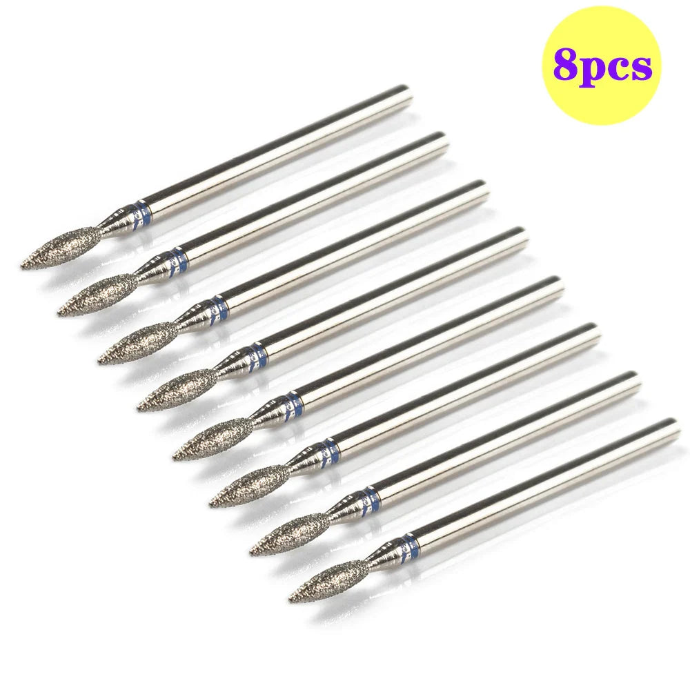 8pcs Diamond Nail Drill Bit Set - Rotary Electric Milling Cutters for Pedicure, Manicure, Cuticle Burr & Nail Tools Accessories