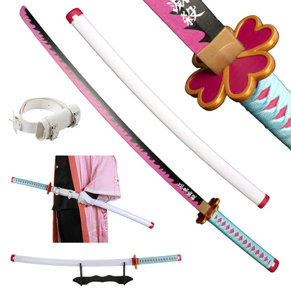 41" Demon Slayer Tanjiro Katana Sword – Samurai Cosplay Prop with Belt & Holder for Halloween Decoration