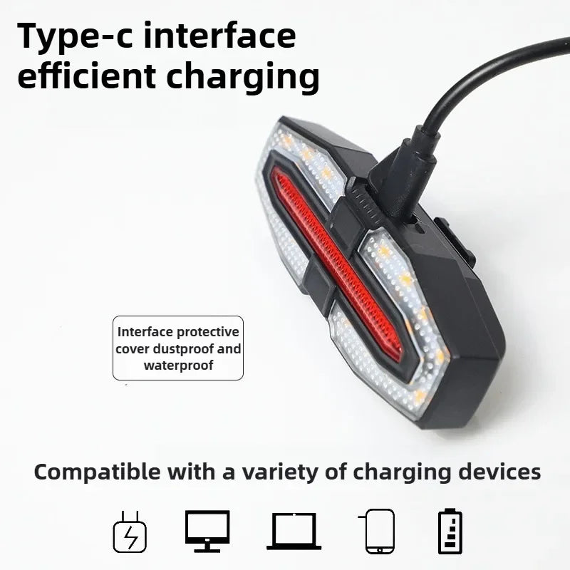 Rechargeable Bike Tail Light with Turn Signals | Wireless Remote Cycling Back Light for Night Riding