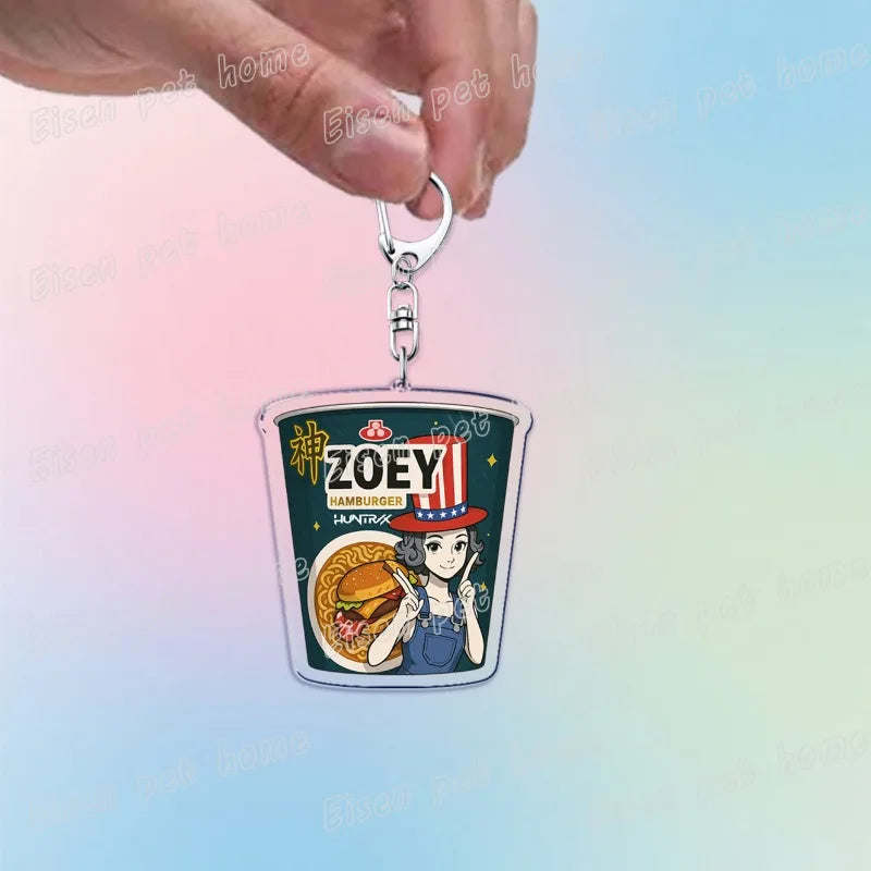 Kpop Demon Hunters Huntrix Saja Boys Keychain Bag Charm Rumi Zoey Jinu Ramen Keyring Fans Gift