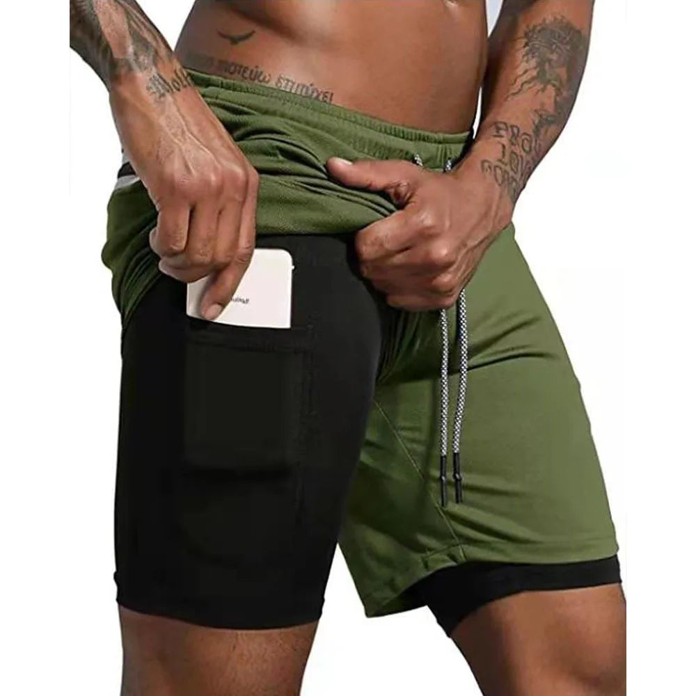 Men’s 2-in-1 Sports Shorts — Double-Layer Running, Gym & Fitness Shorts for Summer