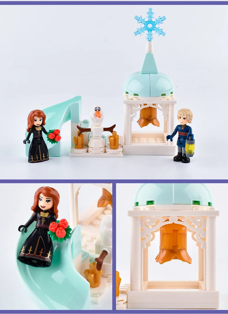 Princess Luxury Ice Castles Playground House Building Blocks Set - Winter Snow Horse Figures Toy for Girls, DIY Gift