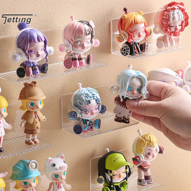 Self-Adhesive Acrylic Wall Mounted Display Shelf — Transparent Figure & Toy Storage Rack Holder