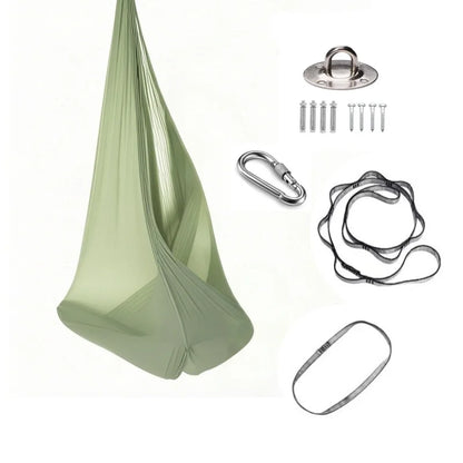 1.5x2.8m Elastic Swing Hammock – Indoor & Outdoor Aerial Yoga Swing with Adjustable Fabric & Hardware for Adults