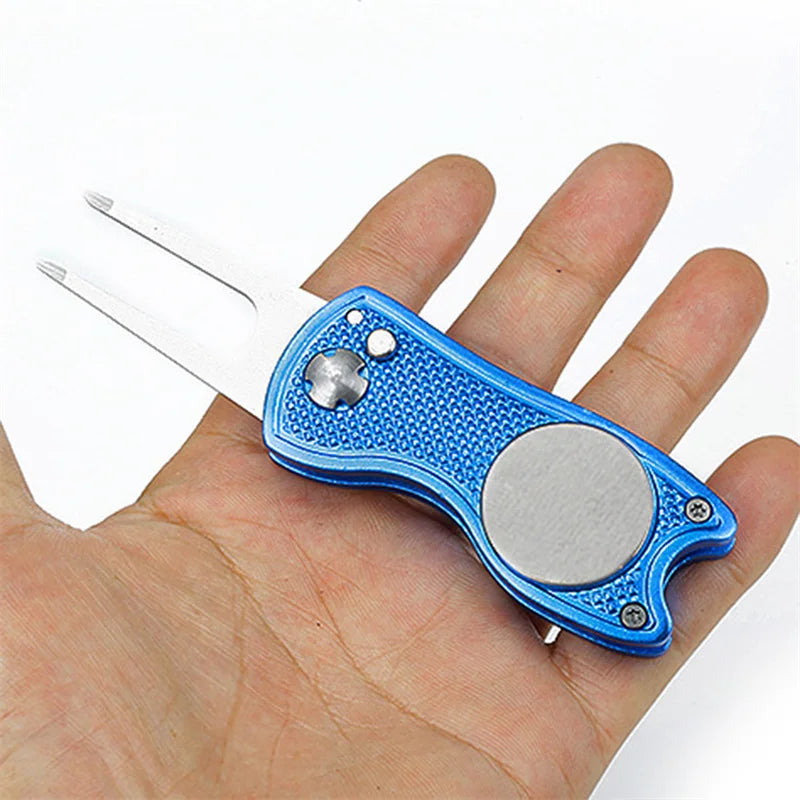 Foldable Golf Divot Repair Tool — Golf Ball Pitch Groove Cleaner & Putting Green Training Aid Accessory