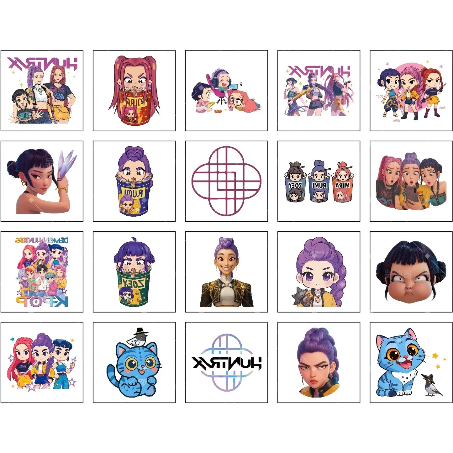 20-25pcs Rumi KPop Demon Hunters Temporary Tattoo Stickers – Cute Cartoon Waterproof Tattoos, Fun Party Gift Ideas